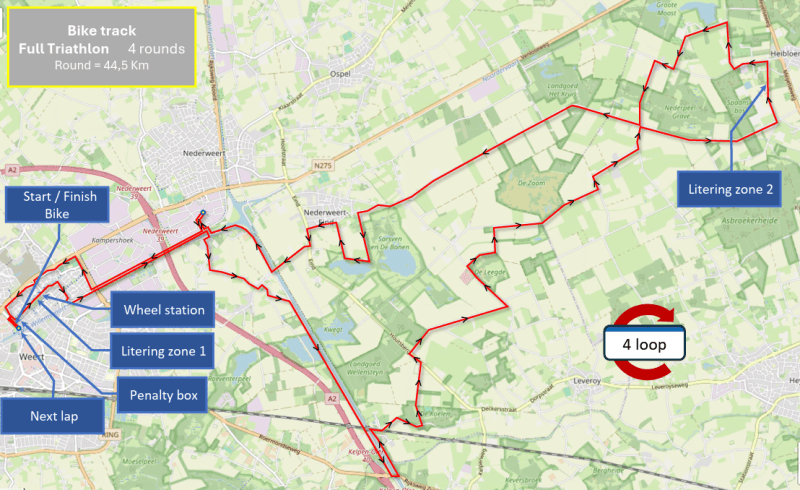 Triathlon Weert hele afstand fietsparcours Stadstriathlon Weert organisatie